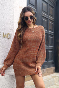 Drop Shoulder Long Sleeve Sweater Mini Dress
