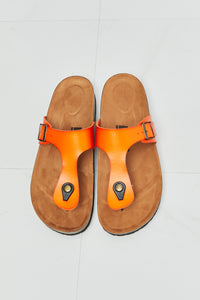 Flip-Flop Leather Sandals PU in Orange Women's Open Toe Shoes