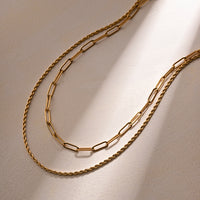 Double Layered Necklace 18K Gold-Plated Waterproof Hypoallergenic Unisex Jewelry KESLEY