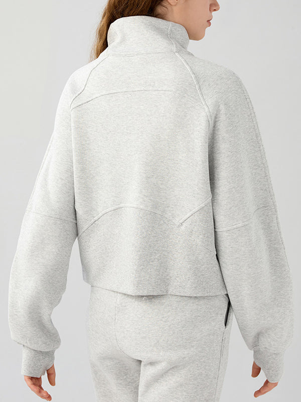 Half Zip Pocketed Active Sweatshirt Women's Sweaters