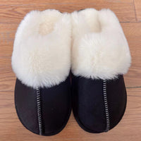 Comfy Plush Slippers Faux Suede Center Seam Slippers Loungewear House Shoes