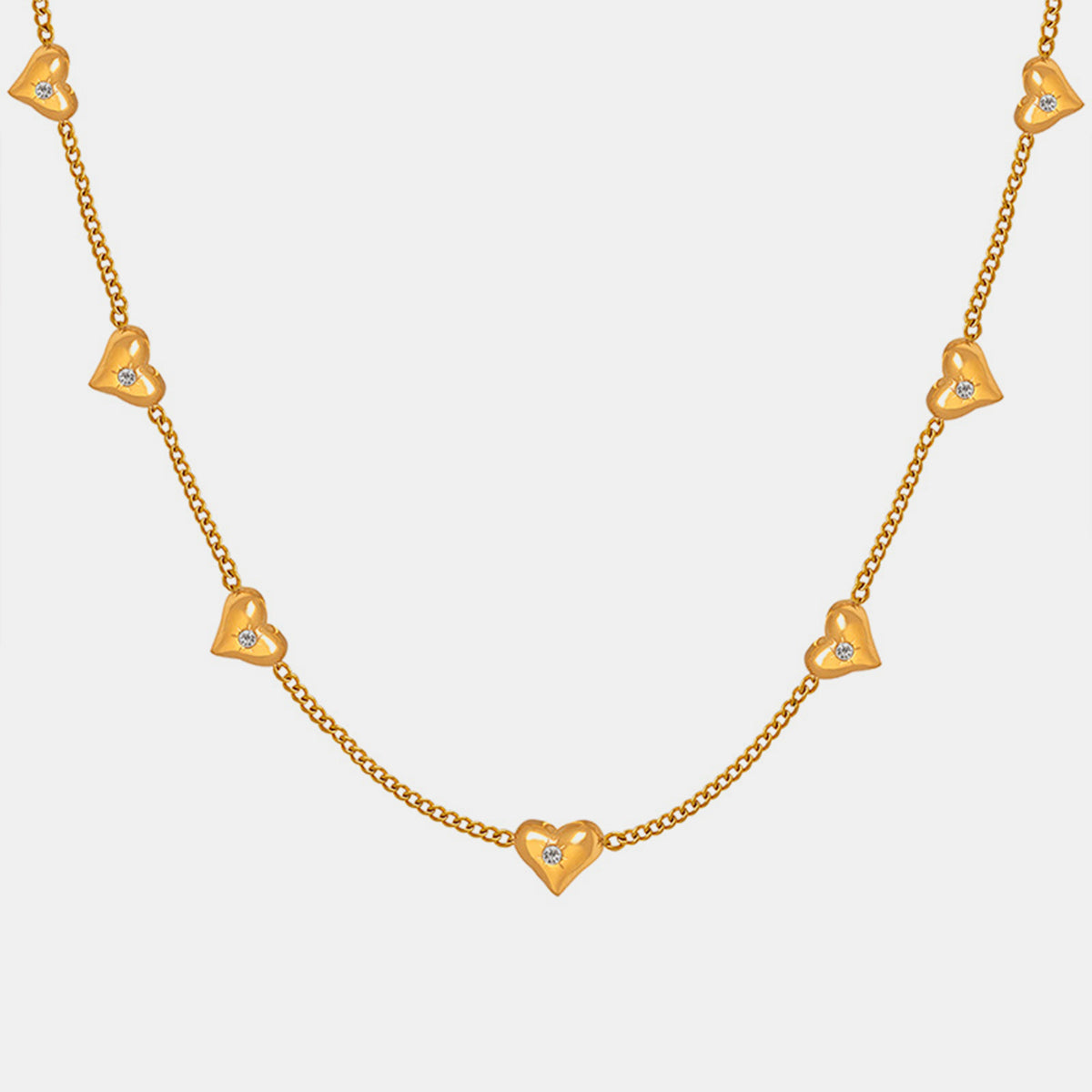 Titanium Steel Zircon Heart Necklace