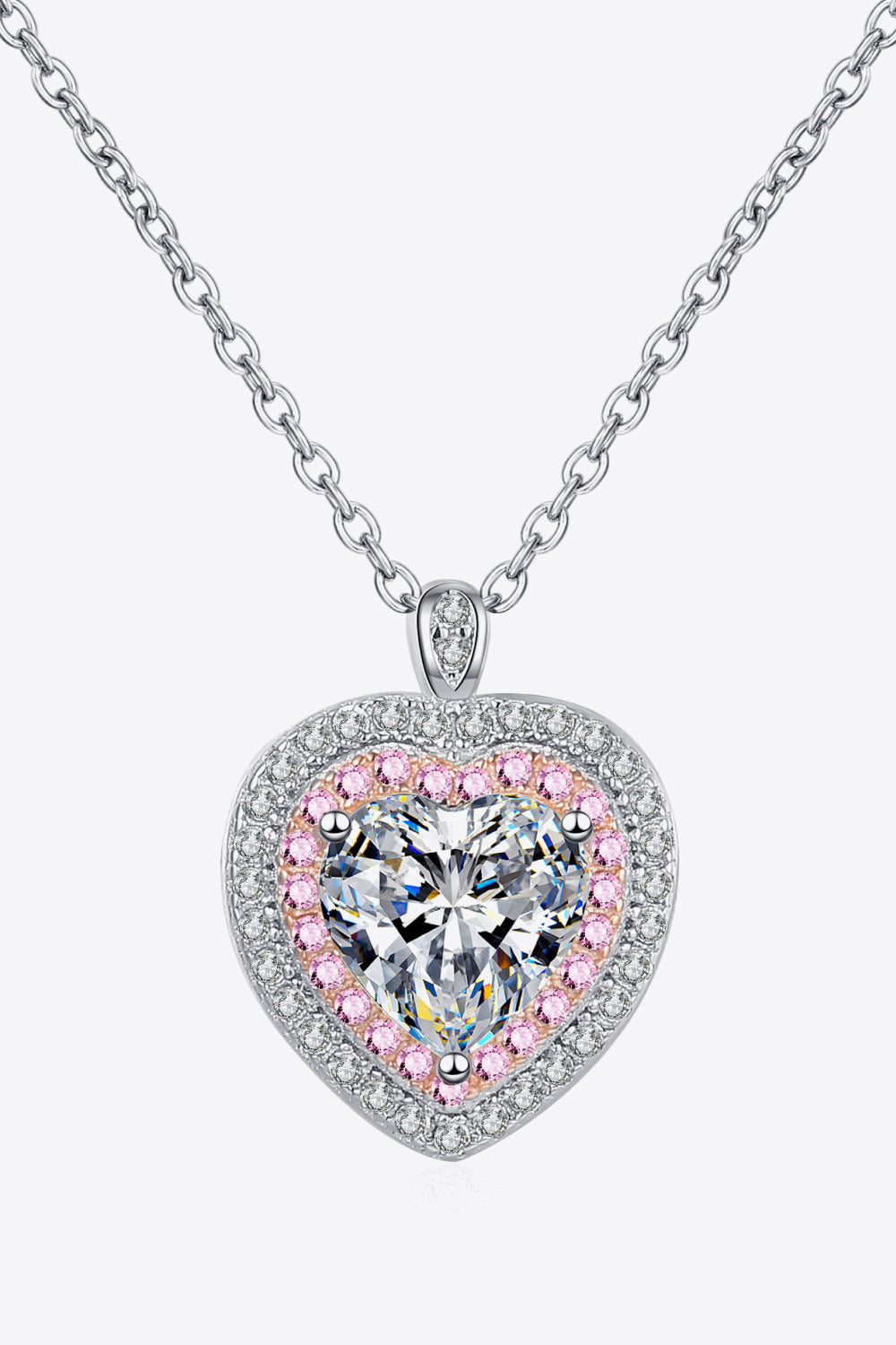 Heart Pendant Necklace 925 Sterling Silver 1 Carat Moissanite  Women's Fine Jewelry