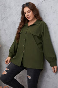 KESLEYl Plus Size Dropped Shoulder Shirt Plus Size Long Sleeve Blouse