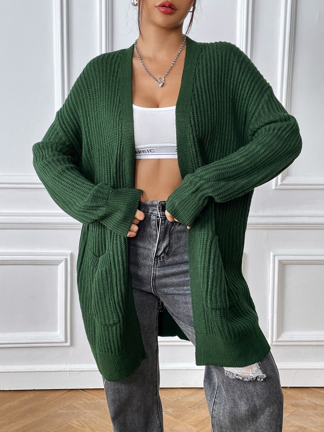 Women's Fashion Sweater Open Front Long Sleeve Cardigan