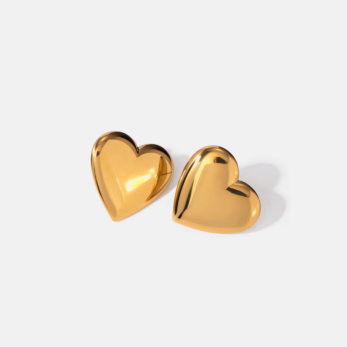 Big Heart Stud Earrings Stainless Steel Hypoallergenic Luxury Waterproof Statement Jewelry -  KESLEY