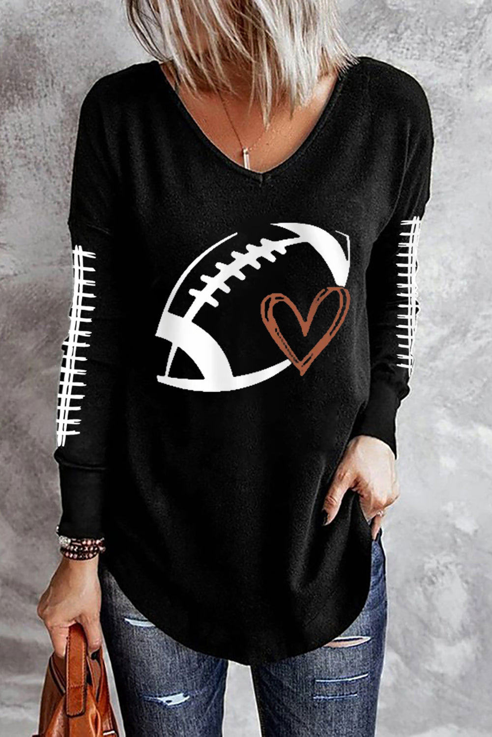 Football Fan Graphic Long Sleeve T-Shirt