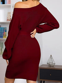 Tie Waist Long Sleeve Mini Dress