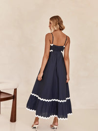 Spaghetti Strap Maxi Dress Women's Feminine Casual Summer Sleeveless Long Swing Dress
