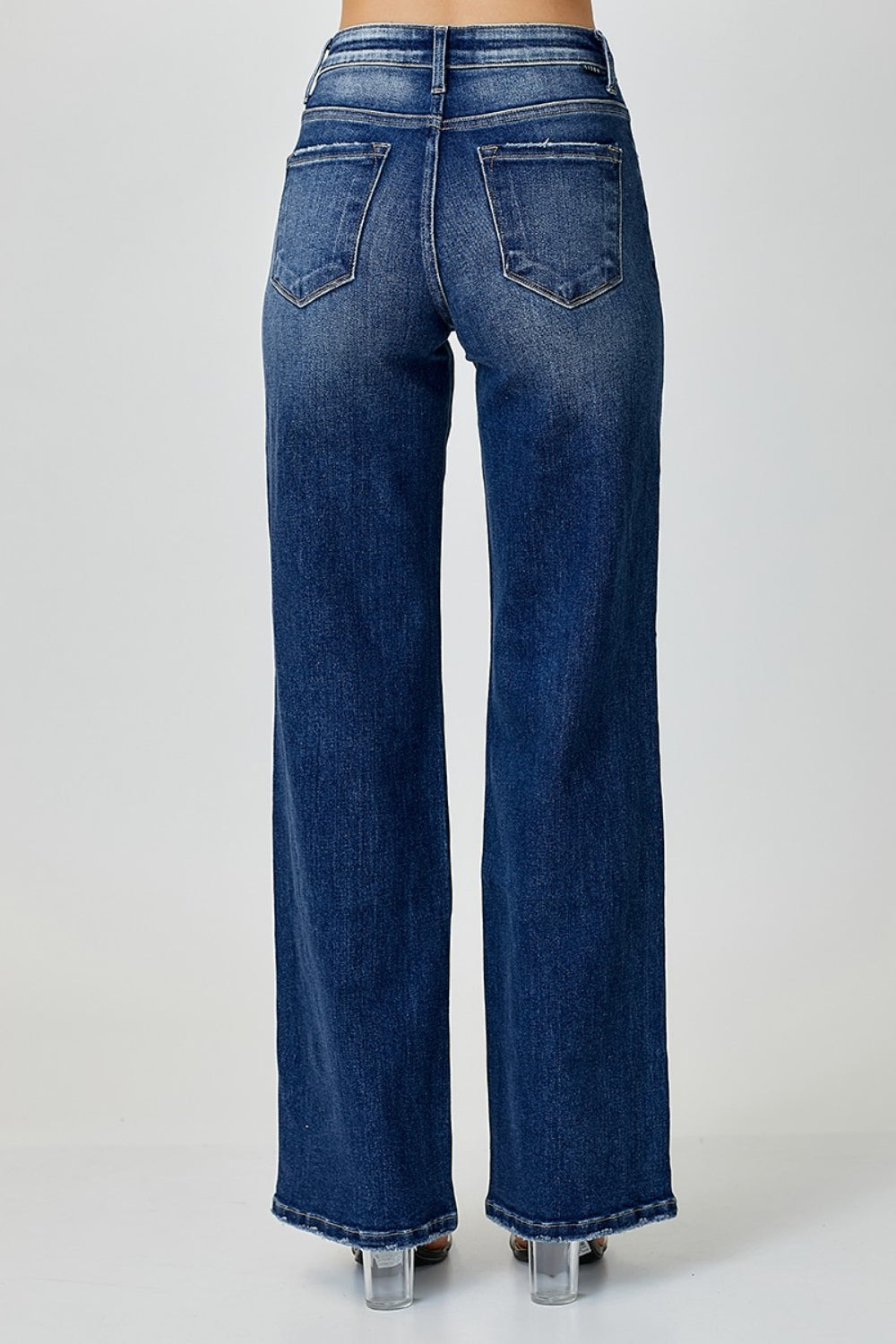 Blue Jeans Mid Rise Straight Leg Women's Denim Pants Cotton