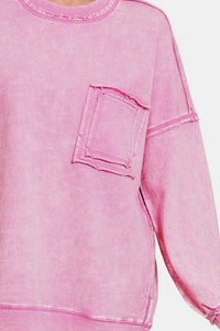 Fashion Sweater 100% Cotton Round Neck Dropped Shoulder Exposed Seam Sweatshirt Luxury Women's Fashion KESLEY