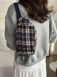 Plaid Adjustable Strap Crossbody Bag