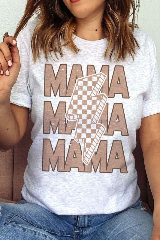 CHECKERED LIGHTNING MAMA Graphic Tee Shirt  Mothers day gifts, gift for mom Women's Fashion MOM  Shirt