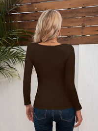 Long Sleeve T-Shirt Cotton Women's Basics Asymmetrical Neck Cutout Design Tight Slim Fit Top