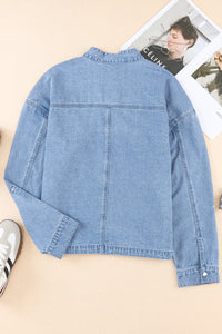 Snap Down Long Sleeve Denim Top Women's Button Down Jean Shirt