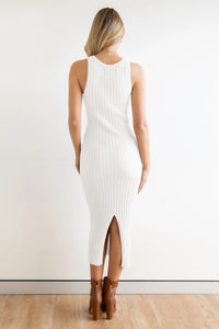 Slit Ribbed Round Neck Sleeveless Dress