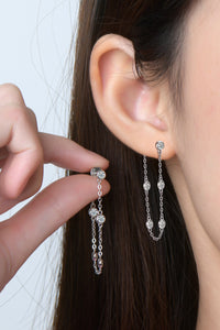 Earrings 1 Carat Moissanite 925 Sterling Silver Chain Earrings Women's Jewelry KESLEY