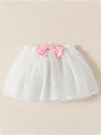 Short Sleeve Bunny Graphic Top and Bow Detail Skirt Set