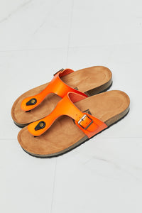 Flip-Flop Leather Sandals PU in Orange Women's Open Toe Shoes