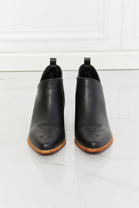 Black Booties with short heel Cowboy Bootie in Black