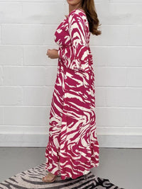 Smocked Printed Flounce Sleeve Maxi Dress