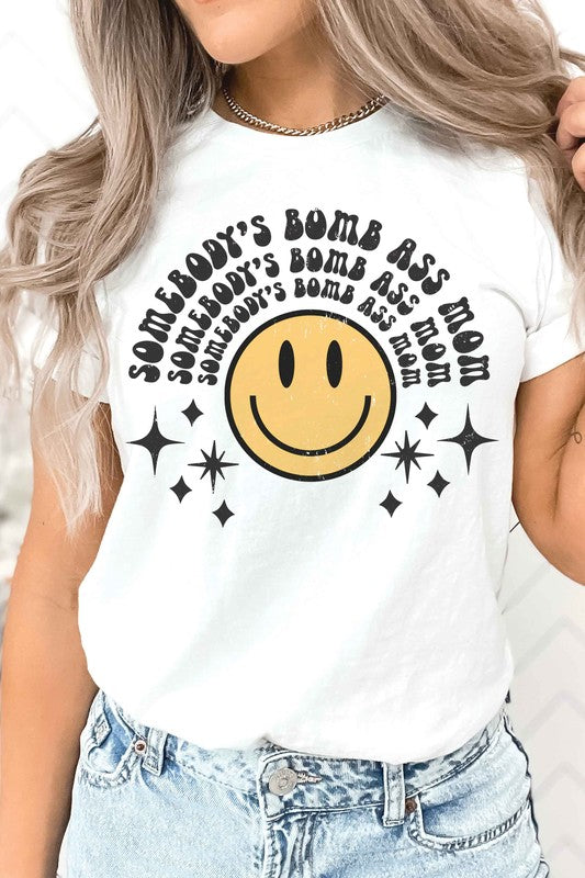 SOMEBODYS BOMB ASS MOM Graphic Tee Shirt  Mothers day gifts, gift for mom Women's Fashion