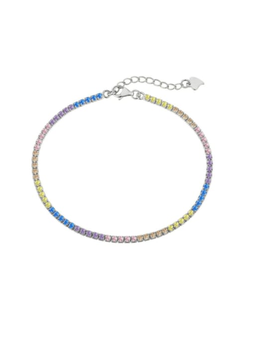 Colorful Tennis Bracelet, Zircon .925 Sterling Silver Warm Colors Luxury Dainty Bracelet