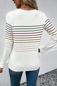 Striped Round Neck Long Sleeve T-Shirt