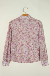 Women's Casual Floral Printed Collared Neck Long Sleeve Shirt