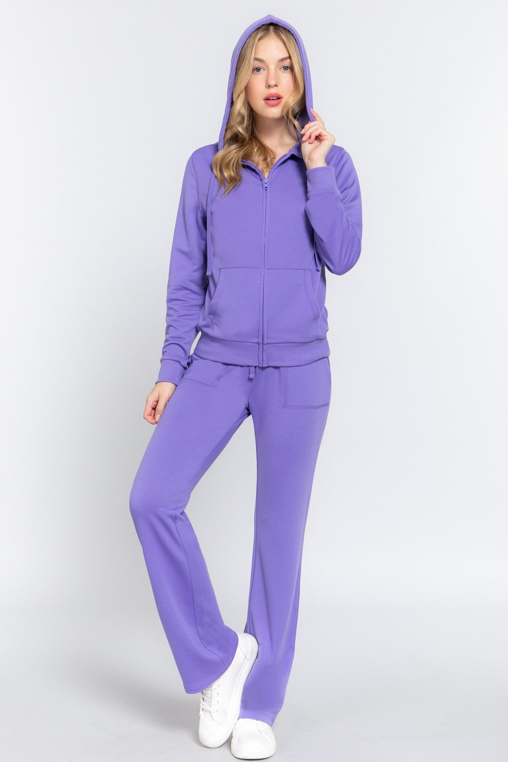 KESLEY Zip Up Hoodie and Drawstring Pants Outfit Set Women's Fashion Tracksuit