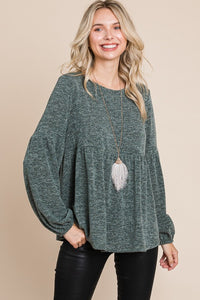 Long Sleeve Shirt Plus Size and Small/Medium/Large Round Neck Babydoll Top Loose Fit Cute Top KESLEY