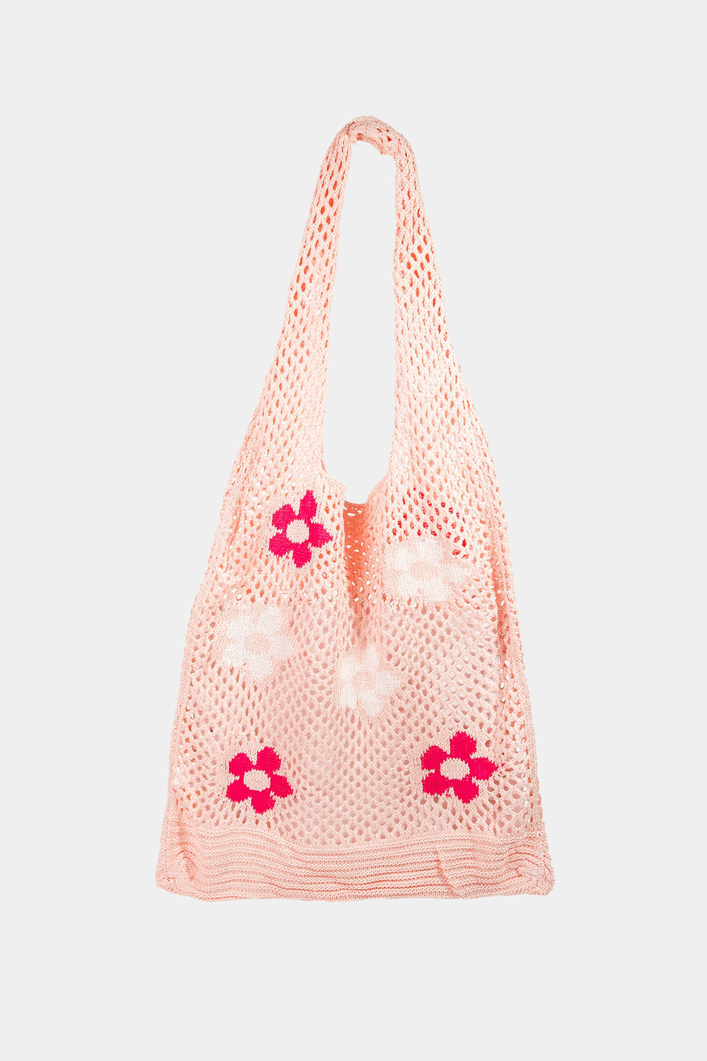 Flower Pattern Knitted Crochet Tote Bag