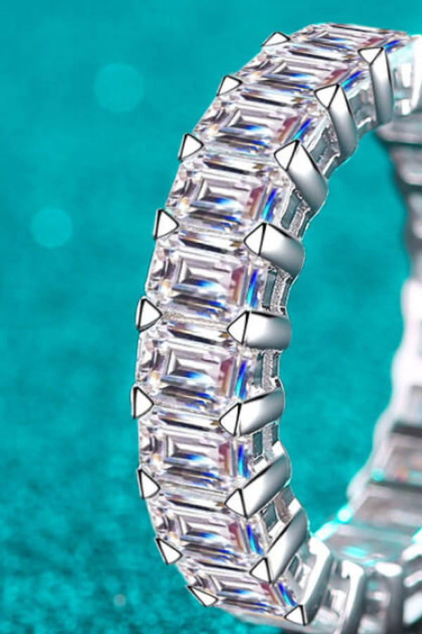 Engagement Ring Wedding Band 10.5 Carat Moissanite Rhodium-Plated Ring
