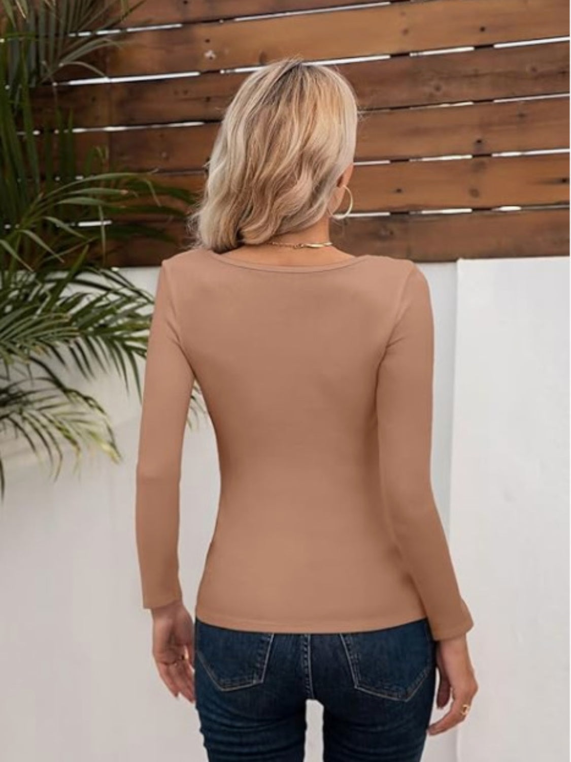 Long Sleeve T-Shirt Cotton Women's Basics Asymmetrical Neck Cutout Design Tight Slim Fit Top