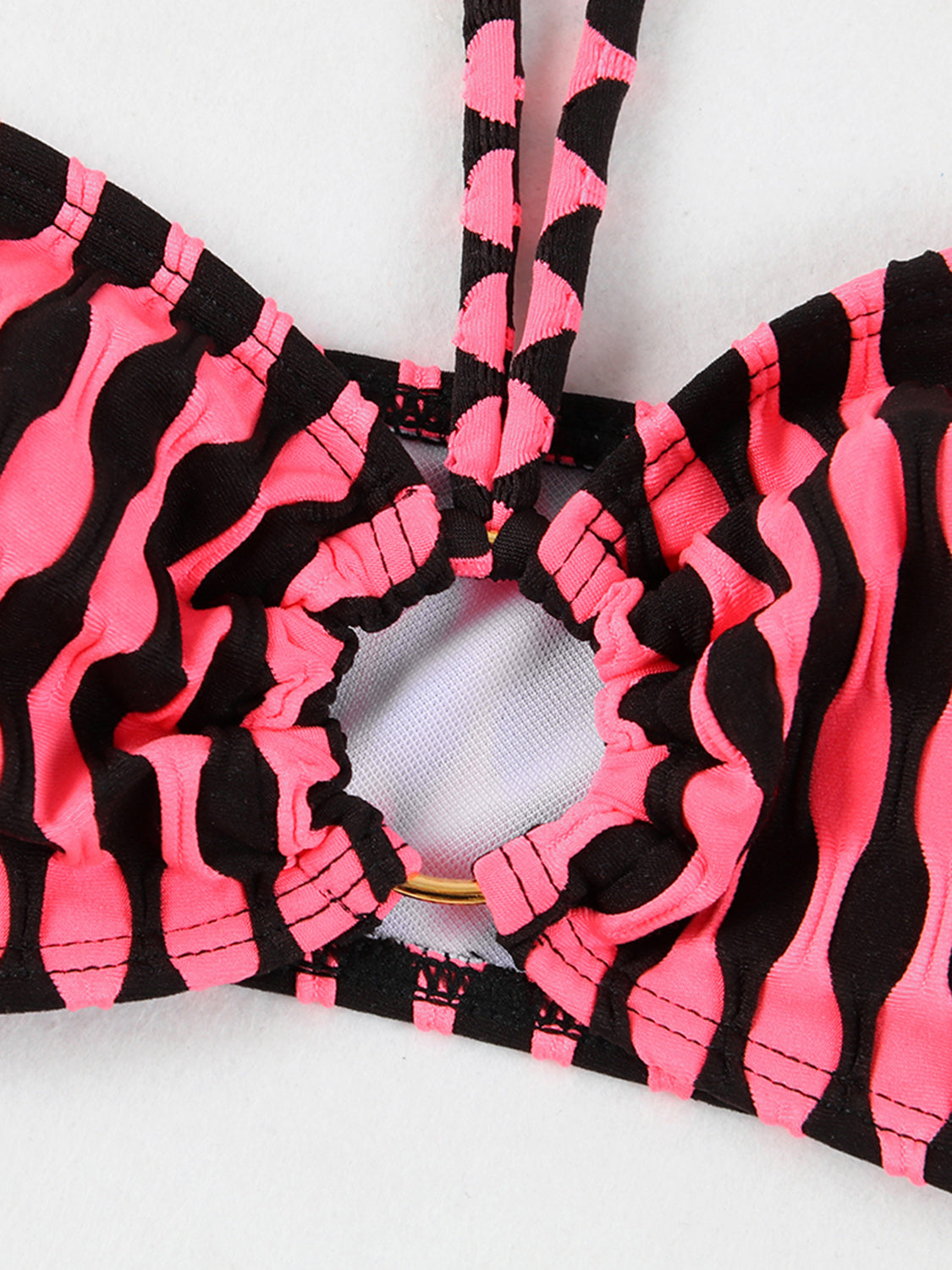 Two Piece Bikini Set with Cover Up Skirt Geometric Halter Neck Three-Piece Swim Set