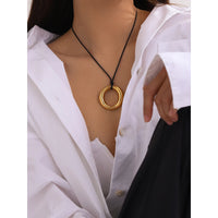 Uworld Stainless Steel Round Hollow Pendant Minimalist Necklace Women
