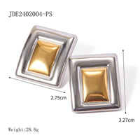 KESLEY Geometric Texture Stainless Steel Earrings 18K Gold Plated Chunky Statement Waterproof Hypoallergenic Jewelry