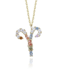 Colorful Zircon Constellation Necklace, 18K Gold Plated .925 Sterling Silver Luxury Necklace