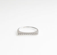 rings, silver rings, ring, dainty ring, sterling silver rings, jewelry, Bar Ring with Diamond CZ .925 Sterling Silver Waterproof, popualr instagram shop jewelry stores, top trending jewelry, cute dainty rings with diamond rhinestones cz gender neutral jewelry gift ideas Kesley Boutique Rings that wont turn green