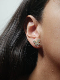 Butterfly Earrings, 925 Sterling Silver, Black Diamond Cubic Zirconia Stud Statement Earrings