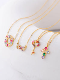 Colorful necklaces with diamond cz cubic zirconia 18k gold plated dainty necklaces for everyday. gft idea. cute dainty necklaces, popular. Layering necklace ideas. influencer fashion accessories. real jewelry for cheap. good quality gold plated necklaces  