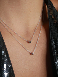 Double Barrel Layered Necklace Diamond CZ 925 Sterling Silver Dainty Women's Jewelry
