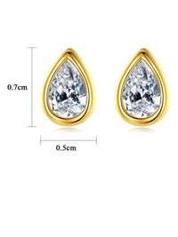 Classic Waterdrop Pear Shape Diamond CZ .925 Sterling Silver Stud Earrings