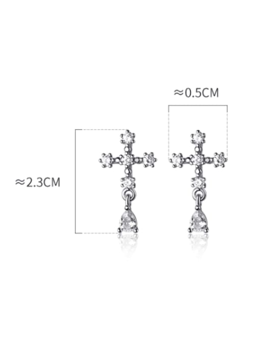 Cross Snowflake Diamond CZ Sparkle .925 Sterling Silver Large Stud Earrings
