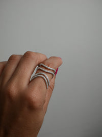Double Wave Ring 925 Sterling Silver Cubic Zirconia Waterproof Tarnish Free Women's Jewelry