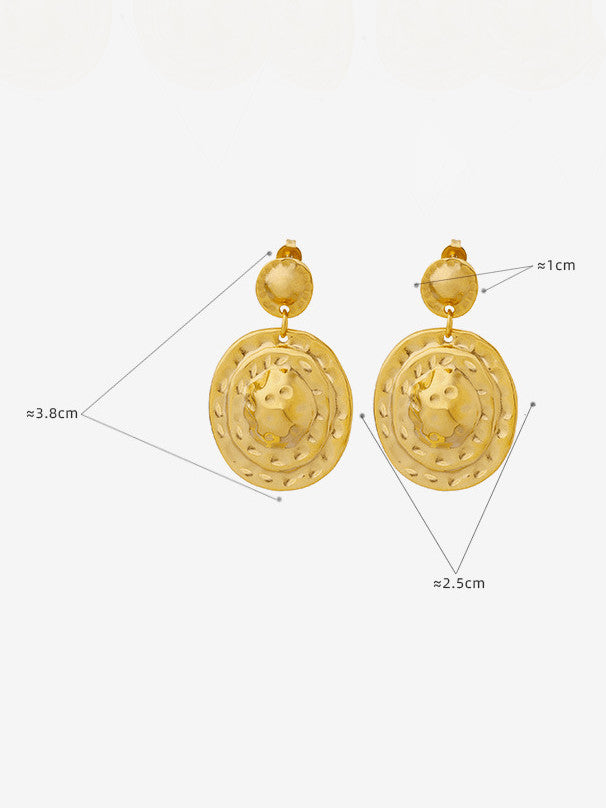 Gold Hammered Earrings 18K Gold Plated Dangle Statement Golden Chunky Earrings KESLEY