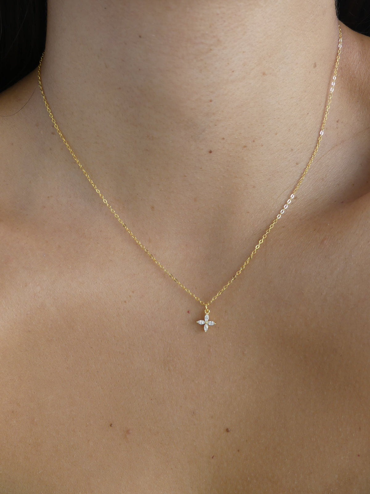 dainty necklaces in gold sterling silver for sensitive skin wont turn green water proof .925 sterling silver diamond zircon flower dainty necklace dainty necklaces for layering Miami things to do in miami art basel Kesley Boutique