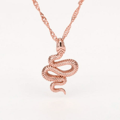 18K Gold Snake Necklace Goth Snake Pendant Necklace For Women Stainless Steel Gold Plated