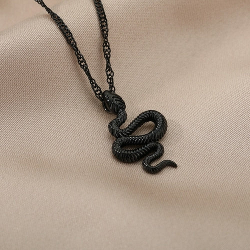 18K Gold Snake Necklace Goth Snake Pendant Necklace For Women Stainless Steel Gold Plated