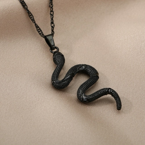 18K Gold Snake Necklace Goth Snake Pendant Necklace For Women Stainless Steel Gold Plated